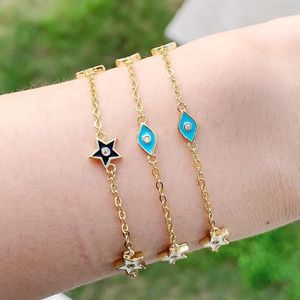 Bangle Alta Qualidade Doces Coloridos Esmalte Lua Estrela Olho Charme Pulseira 15/4cm Bonito Linda Menina Mulheres Meninas Jóias Elegantes