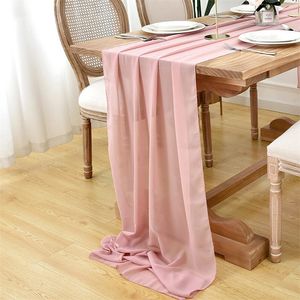 Table Runner Chiffon Table Runner 30*300 cm Romantic Boho Table Runner för bröllopsfödelsedagsfest Bridal Valentine's Day Table Decoration 230925