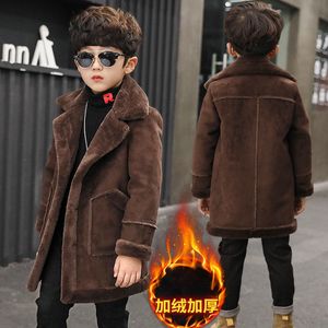 Coat Kids Boys Woolen Jacket Coats Quality Autumn Winter Plus Velvet Thicken Children Boy Outerwear 2 Colors For 3 4 6 8 10 12 14Y 230926