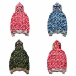 NYA A BATHING B APE HOUDIE Autumn and Winter Camo Shark Head Sweater Men's and Women's Shark Head Camouflage Plush tröja Par Huven med dragkedja