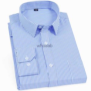 Men's Dress Shirts Men's Long Sleeve Dress Shirt Blue Striped Shirt Business Office Work Formal Casual Shirt Single Patch Pocket Standard-fit YQ230926