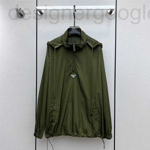 Men's Trench Coats designer High Edition Half Zipper Triangle Iron Mark Windbreaker Casual Versatile Hooded Charge Coat Jacket for Men and Women 5GZS 01W9