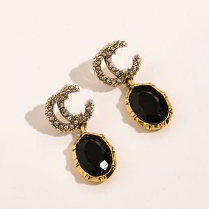 18K 골드 도금 스테인레스 스틸 스터드 귀걸이 패션 여성 기하학적 브랜드 Desigenr Letter Crystal Rhinestone Pearl Earring 여성 웨딩 보석 선물 5 스타일