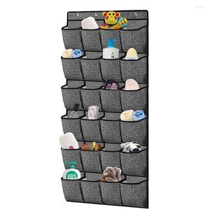 Storage Boxes Load-Bearing Shoes Pouch 24 Frame Hanging Bag Solid Color Rack For Living Room Organizer