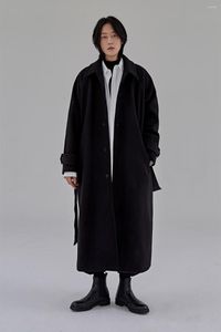 Wełna męska i super luźna długa wełniana płaszcz dla mężczyzn 2023 Koreańska zima zagęściła duża wielkość nad kurtką kolanową