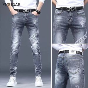 Męskie bluzy bluzy męskie dżinsowe spodnie dżinsowe Korea Schodowanie modne swobodne luksusowe luksusowe mężczyźni za 230925
