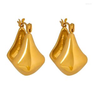 Hoop Earrings Designed High Polish Waterproof Not Fade Smooth 18k Gold Plated Stainless Steel Chunky