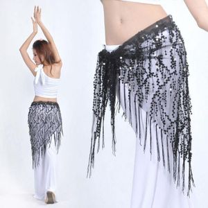 Sciarpa triangolare stile abbigliamento scenico Costumi di danza del ventre Cintura da ballo Nappa con paillettes sull'anca