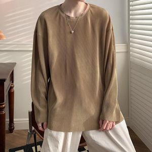 Men's T Shirts High Quality Striped Ice Silk Shirt For Men Summer Comfortable Long Sleeve Tops Quick Dry T-shirt Sunscreen Tshirt