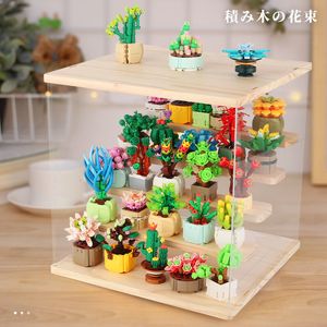 Blind Box 1PCS Blind Box Spielzeug DIY Baustein Blume Sukkulenten Pflanze Kinder Montieren kleine Ziegel Geschenke Kinder Spielzeug für Jungen Mädchen 230925