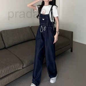 Kvinnors jumpsuits Rompers Designer 2023 Autumn/Winter Fashion High End Women's Denim Strap Pants with Red Label On Back Decorative Sling E9ae