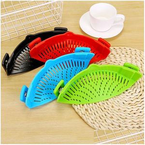 Other Kitchen Dining Bar New Sile Pot Edge Circator Drain Bowl Funnel Strainer Rice Washing Colander Accessories H497 Drop Delivery Ho Dhem1