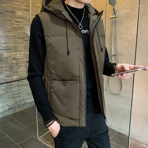 Men's Vests Vest Man's Clothing Waistcoat Sleeveless Coat Man Winter Warn Brand Mens Hood Down Men Jacket