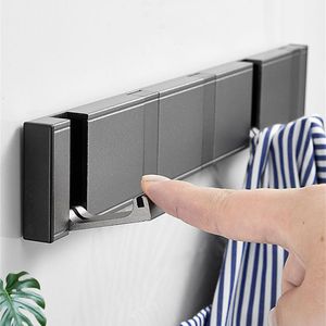 Towel Racks Invisible Storage Hook Automatic Rebound Folding Multi-purpose Hanger Door Rear Fitting Room Wall Entrance Coat and Hat Row Hook 230926