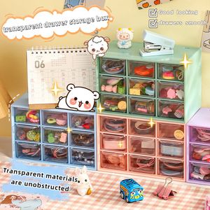 Pencil Cases 9 Grid Drawer Type Storage Box Small Cosmetic Plastic Organizers Kawaii Student Desk Stationery Debris Jewelry Rack 230926