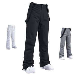 Calças de esqui de alta qualidade homens mulheres inverno grosso quente calças de esqui à prova de vento impermeável suspender calças neve snowboard calças plus size 230925