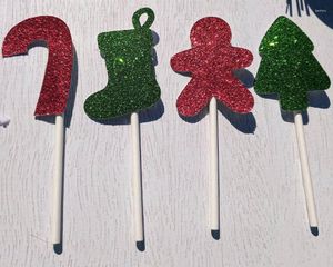 Party Supplies 20pcs Christmas Gingerbread Man Cupcake Toppers. Stocking Toppers Dessert Decor.