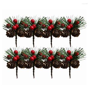 Dekorativa blommor Sews-50st mini Simulering Jul Pine Picks Stems Artificial Creative Needle Berry Plant för Xmas Party Home Decor