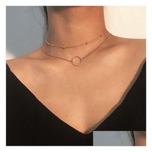 Chokers mais recente chegada 2021 moda moderna gargantilha duas camadas redondas colares de cor de ouro jóias para mulheres gota entrega penda dhc72