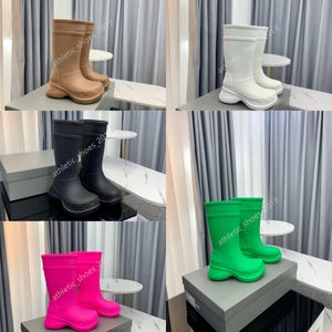 Crocboots Designer Yağmur Botları Diz Yüksek Patika Uzun Arch Eva Kauçuk Platform Rainboots Kahverengi yeşil parlak pembe siyah lüks ayakkabılar spor ayakkabı