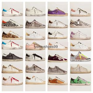 Golden Goosee Novo tênis personalizados Sapatos de couro misto de couro misto Graffiti Leopardprint Sneakers GoldenSgoosesc lassicd ooldd irtys hoes nakes khnh eels u