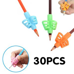 Ołówek przypadki 30pcs PAN HOLDER LDREN PISKIE DZIECI PRAKTYKA PRAKTYKA SILICONE PIĄTA POMOC PRZEWODNIK Postawa Urządzenie dla uczniów 230926