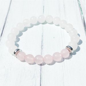 MG0382 Fashion Design Crystals Armband för kvinnor Natural Rose Quartz Snow Quartz Armband Negativ Balance Energy Jewelry273C