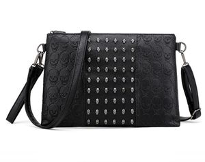 D Skull Rivet Men's Clutches Fashion Clutch Bag Street Style kuvertväska Skull Koppling Handväska handväska Hög kapacitet Plånbok Väska axelväska