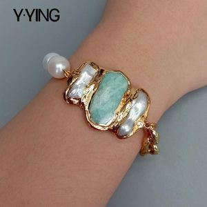 Armreif Y.YING natürliche kultivierte weiße Reisperle Ite Biwa Kettenarmband 8