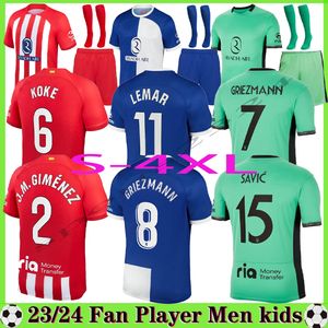 S-4XL Fans Spieler Atletico Madrids Fußballtrikots GRIEZMANN 23 24 120. Jahrestag 2023 2024 M.LLORENTE KOKE SAUL Correa LEMAR Fußballtrikot Herren Kinder Kit Uniformen