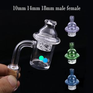 Atacado Quartz Banger Carb Cap Set 25mm Quartz Nail Oil Burner Pipe 10mm 14mm 18mm Masculino Feminino Terp Flat Top Bangers para Dab Rigs Bongos de Vidro Acessórios