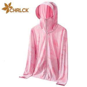 야외 재킷 후드 chrlck mens 위장 여름 재킷 여자 하이킹 낚시 낚시 태양 보호 옷 스포츠 바람발시 방지 UV 코트 230926