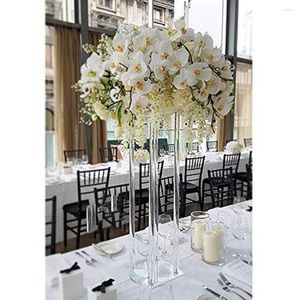 Decoração de festa mesa de casamento peça central transparente decorativo acrílico vaso claro flor casamento moderno suporte floral coluna