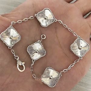 Diamond bracelet designer four leaf clover bracelet women fashion five flower for man woman elegant charm bracelets silver 18k gold plated zb002