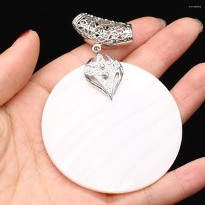 Pingente colares natural mãe de pérola concha forma de disco branco conchas encantos para fazer jóias artesanais diy colar acessórios presente