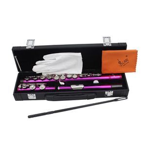 16hole C key flute instrument with cleaning cloth gloves screwdriver through rod