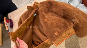 Womens Fur Spring Loro Piana Casual Caramel Color Stand Collar Sparcing Fur Jacket Rockar