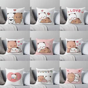 Kuddefodral Panda Bear Hug Bubu Duda Mochi Peach Cat Throw Pillow Bedroom Soffa Anime Bed Fashion Pillow Case 230925