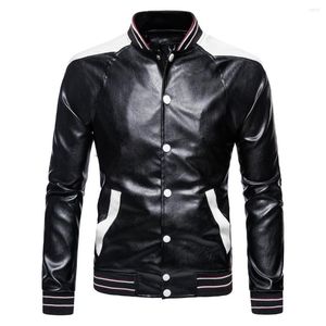 Men's Fur Autumn Large-size Men's Color Patchwork Leather Jacket PU Coat