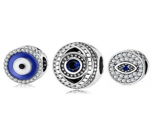 925 Sterling Silver Faith Evil CZ eye Beads Fit Original Bracelet Charms Jewelry making7879222
