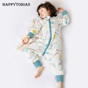 Sovsäckar happytobias sommar baby sovsäckar lång avtagbar ärm split ben sömn pojkar flickor säck sömnare barn pajamas s16 230926