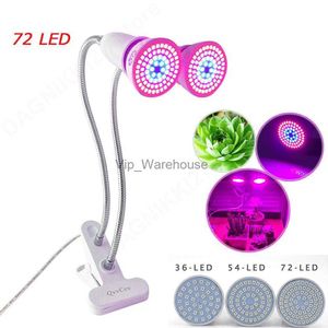 Grow Lights 36 54 72 LED Grow Light E27 Lampadina doppia lampada per piante fiore con supporto per clip da tavolo Per serra interna Hydroponic Veg V27 YQ230926