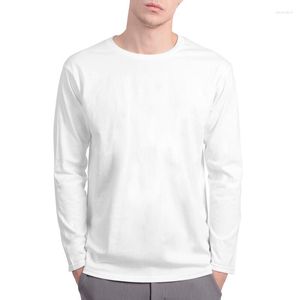 Ternos masculinos a1788 mrmt marca algodão manga longa t-shirts cor pura camisa masculina o-pescoço homem camiseta superior para