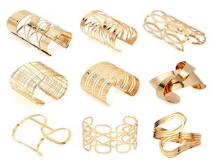 Hollow Wide Cuff Bracelets Bangles For Women Men Gold Silver Color Alloy Open Big Male Female Bangle Bracelet Fashion Jewelry9849678