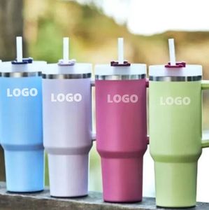 1Pc With Logo 40oz Mug Tumbler With Handle Insulated Tumblers Lids Straw Stainless Steel Coffee Termos Cup GG0925799
