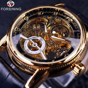 Zasługa pustych grawerowania szkieletu swobodny projektant czarny złoty skrzynka ramka automatyczna automatyczne zegarki luksusowe marki zegarki 306h