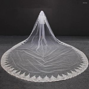 Veli da sposa Velo da sposa lungo di lusso con pettine 4 metri Pizzo Uno strato Bianco Avorio 400 cm Accessori di alta qualità