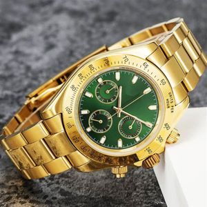 Designer Watches For Men Top the Master Luxury Watch 116508 116528 Series Watch Gold Rostfritt Steel Case Green Dial 6952 ST9 M278G