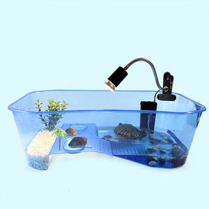 Reptile Supplies Turtle Tank Aquarium Open Fish with Basking Platform Habitat Coconut Tree for Crayfish Sunbathing Plastic 230925