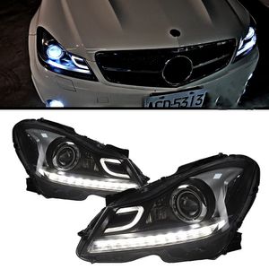 W204 C200 C300 için Araba Kafası Işığı 2011-2013 C Style Far Değiştirilmiş LED Xenon Lambaları Farlar DRL